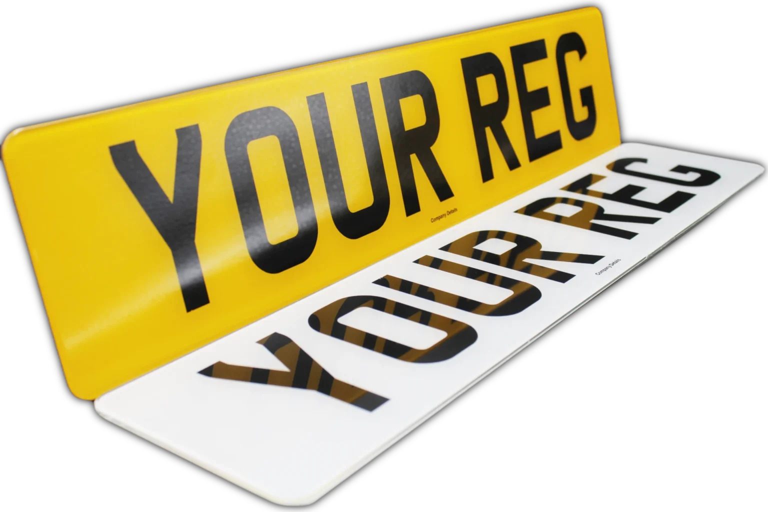 DVSA and Government approved replacement road legal 2D number plates made on-site